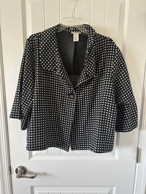 NWOT Polka Dot Cropped Swing Jacket - Black & White